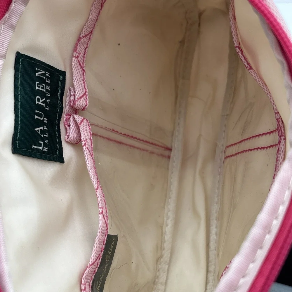 Lauren Ralph Lauren LRL Cosmetic Makeup Bags Pink &‎ Red Zipper Pouch Lot Of 2